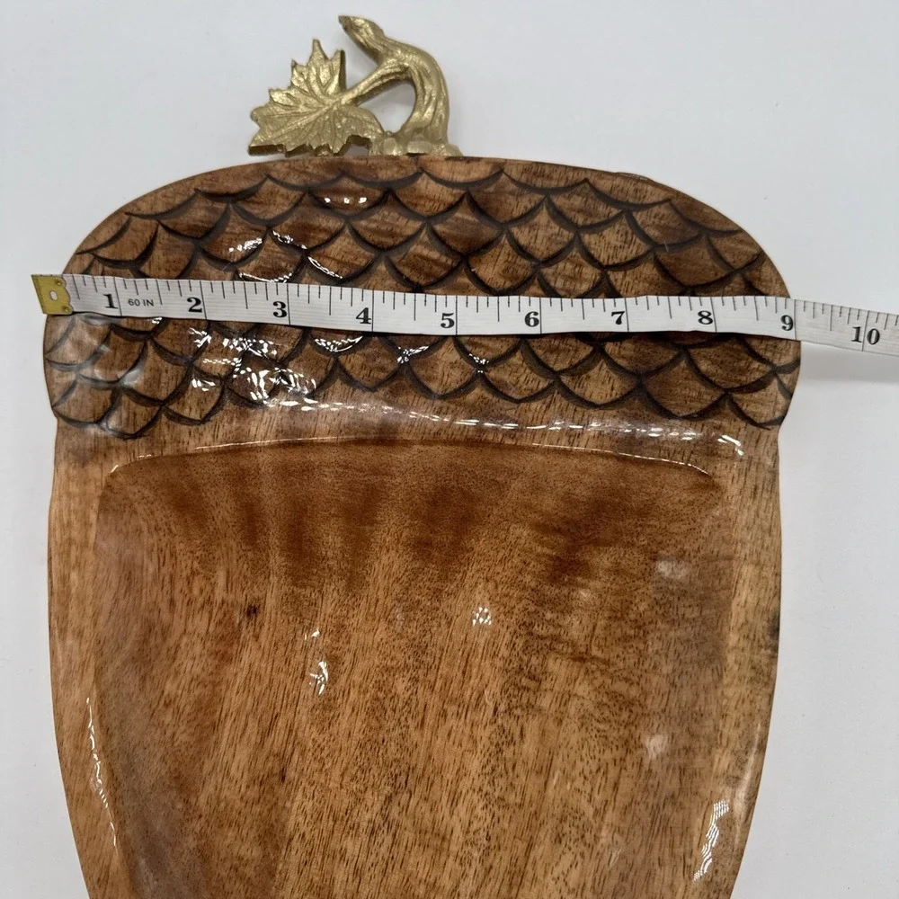 Large Glossy Wood Acorn Plate Tray 9x 12